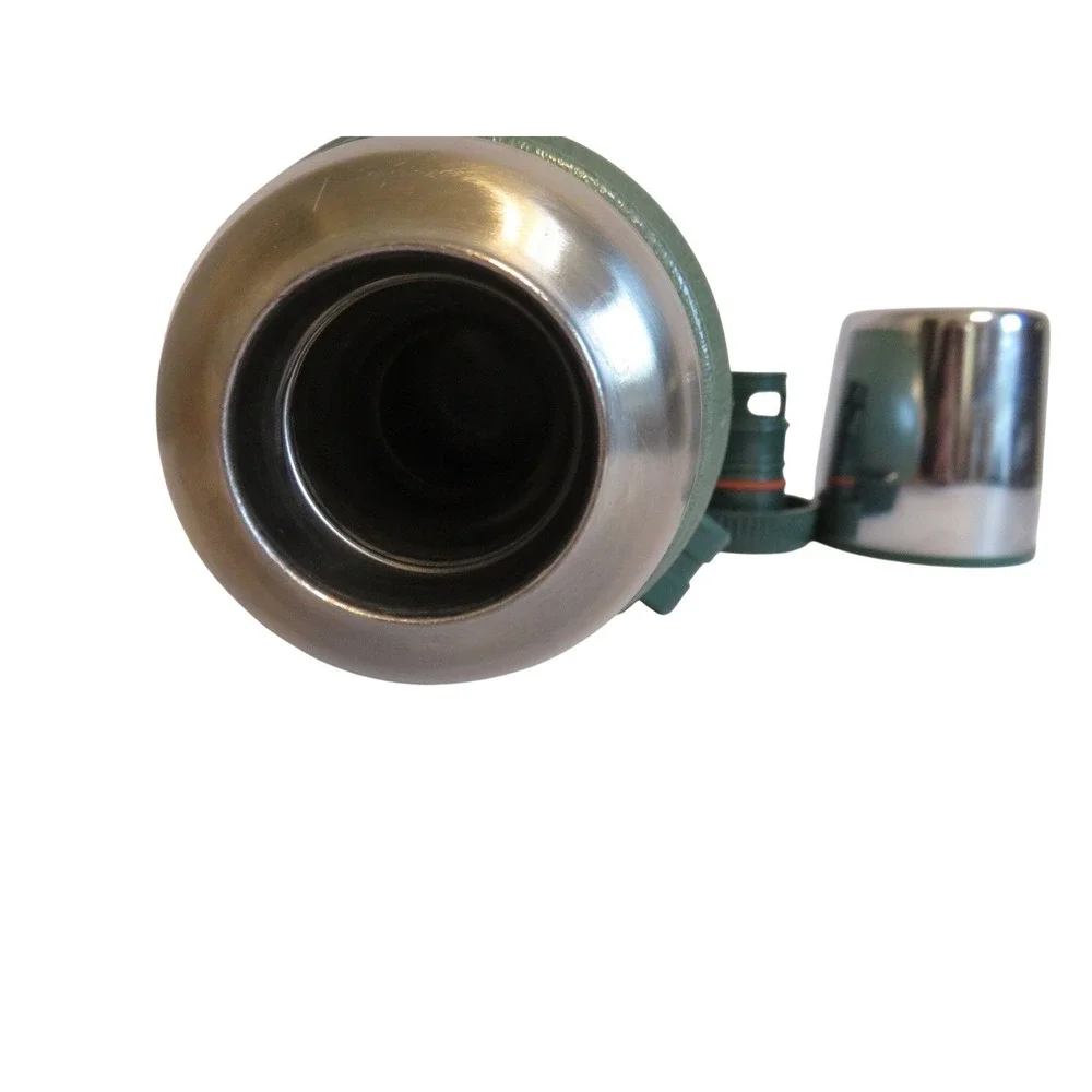 Aladdin Stanley Vacuum Bottle Quart Size Green Metal Handle Stopper Cup - Picture 8 of 8